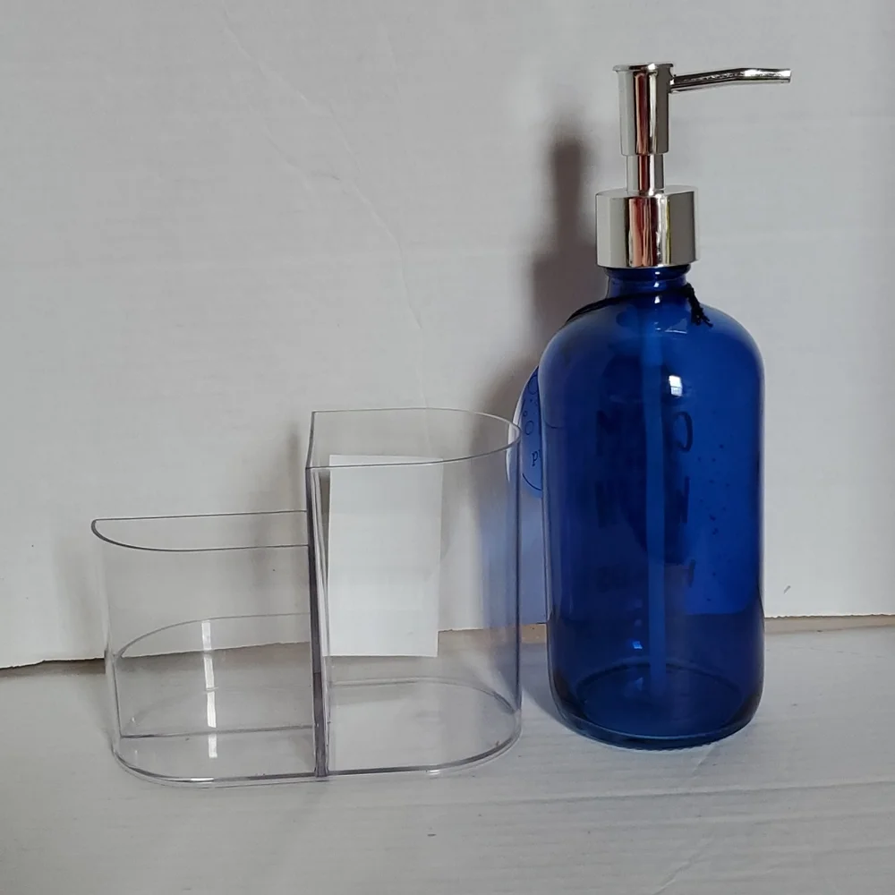 Pump Dispenser Clear Vanity Organizer Soap Lotion Tooth Makeup Brush Container